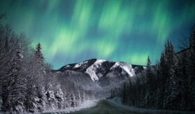 Folded Mountain Alaska Highway Aurora Borealis Moonlight