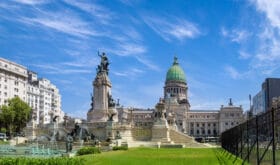Buenos Aires, National Congress palace building in historic city center.